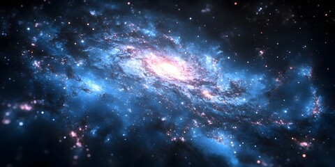 Naklejka premium Mesmerizing galaxy with glowing star clusters and cosmic dust