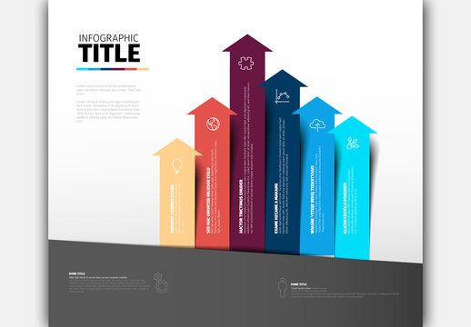 Arrow Chart Infographic Design template with Gradient red to blue Colors