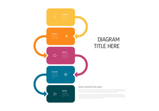 Colorful Vertical Step-by-Step Infographic Diagram Template with five color blocks