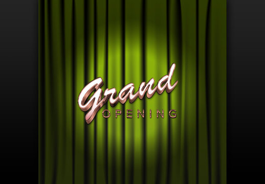 Grand Opening Announcement Image Template with Green Curtain and place for your lettering