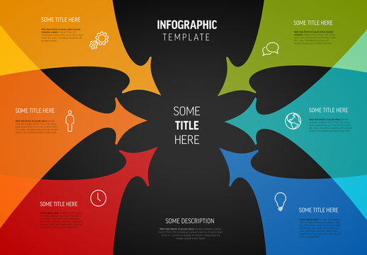 Colorful Infographic Template with colorful arrows pointing inward to a central section