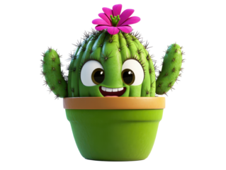 Isolated Happy Cactus Character