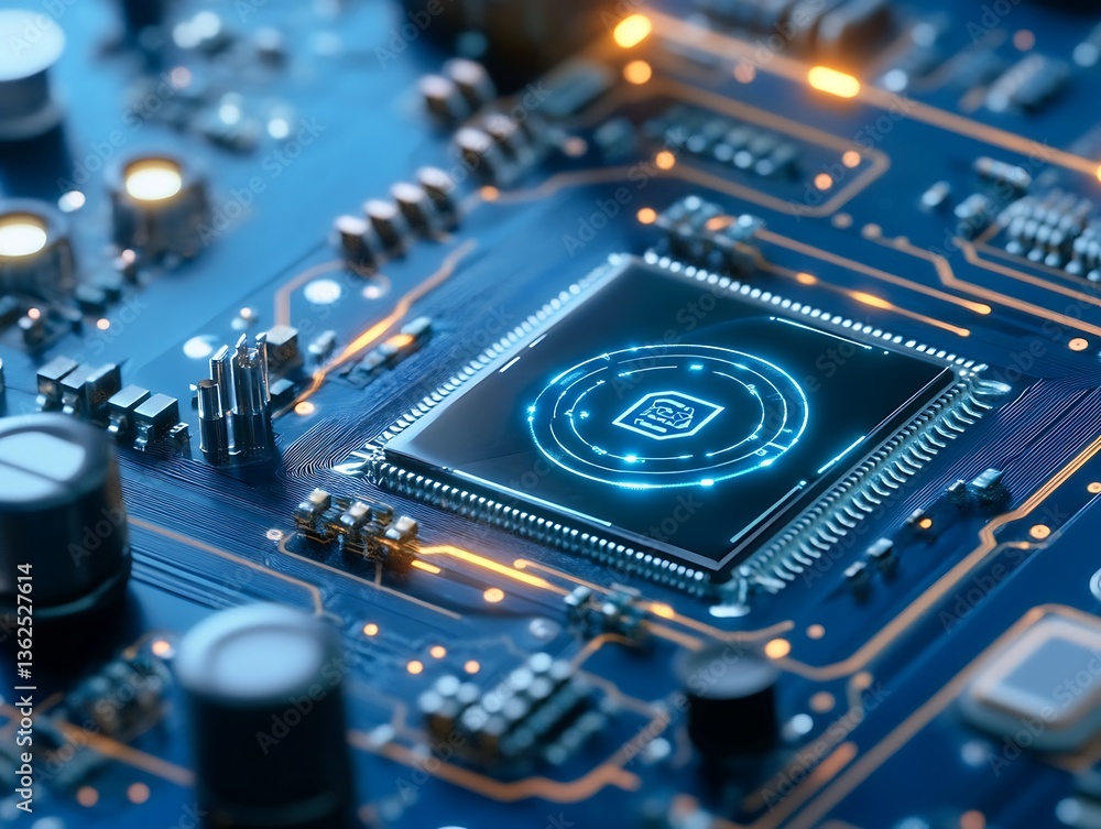 Aufkleber illuminating data core: a focus on circuit board microchip technology