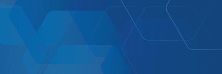 Modern abstract blue background with glowing geometric lines. Blue gradient hexagon shape design. Vector illustration.