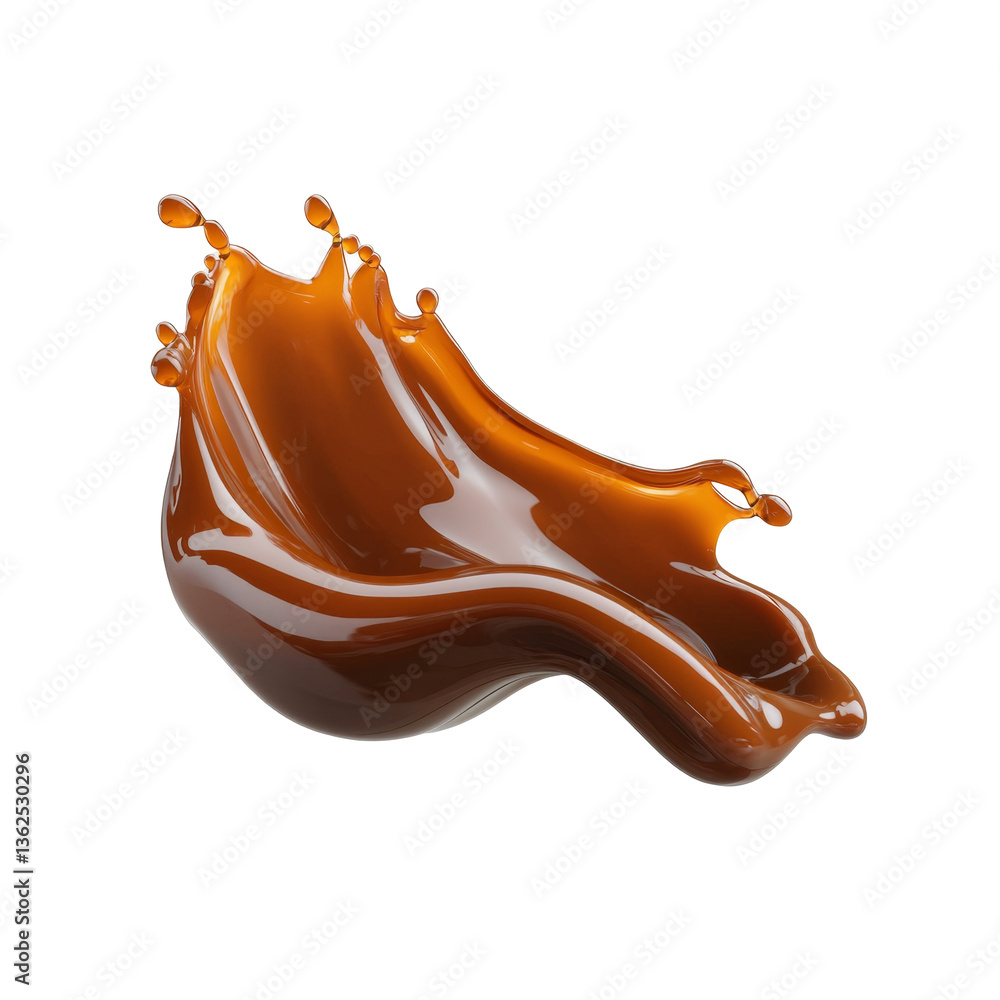 Poster flowing caramel splash captures movement and rich textures in sweet dynamic motion