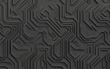 Abstract Circuit Pattern with Dark Textures and Lines