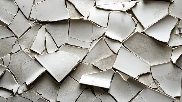 Abstract white broken ceramic tiles creating an intricate pattern ideal background - Powered by Adobe