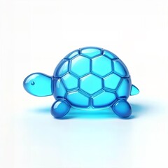Obraz premium 거북이,유리,파란색,조각,장식품,3d,귀여운