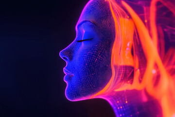 Obraz premium Exploring the beauty of digital art through vibrant neon representations