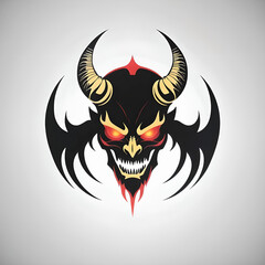 black devil head with horns, isolated
