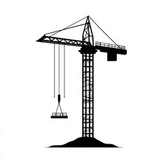 Tower Crane Silhouette: A stark image of construction, industry, and engineering against a stark white backdrop.