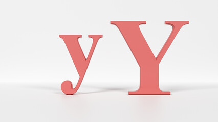 8K 3D Capital and Lowercase Letters Y y – High-Resolution Alphabet Flash Card and Typography Render
