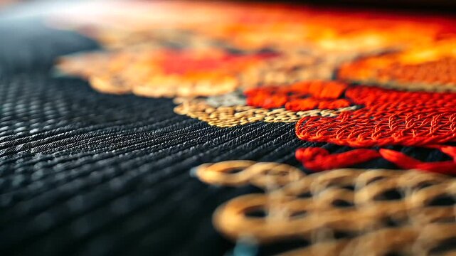 Close-up of an advanced DTF printer curing a freshly printed fabric design, with bold, vivid colors coming to life under high-tech processing.