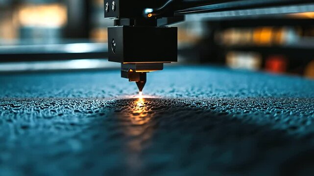 Macro close-up of a DTF printer transferring an intricate, high-contrast pattern onto soft fabric, with every droplet of ink perfectly placed.