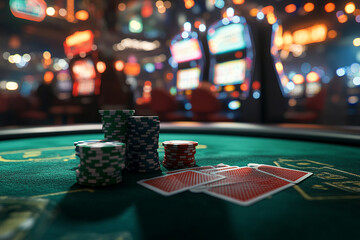 Casino chips close-up, casino scene