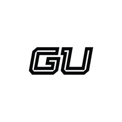 GU monogram logo design letter text name symbol monochrome logotype alphabet character simple logo