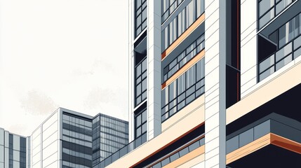 Obraz premium Modern city buildings, urban architecture, contemporary design, abstract art, background
