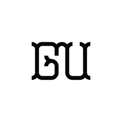 GU monogram logo design letter text name symbol monochrome logotype alphabet character simple logo