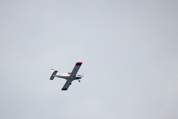 old plane in flight for pilot training