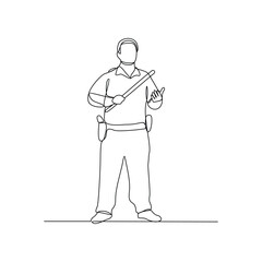 One continuous line drawing of Police profession on duty vector design illustration. Police profession design concept in simple linear style. Police profession design concept vector illustration.