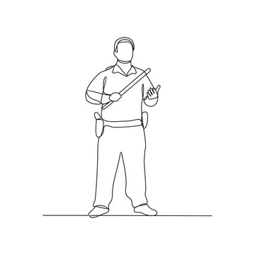 police officer holding baton line art clip art preview