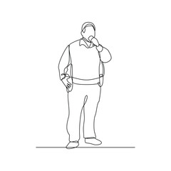 One continuous line drawing of Police profession on duty vector design illustration. Police profession design concept in simple linear style. Police profession design concept vector illustration.