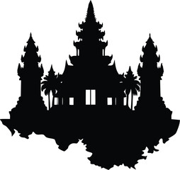 Obraz premium A Vector Silhouette of Cambodia An Elegant Representation on a White Background