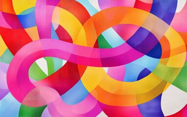 Obraz premium Colorful Abstract Art with Curved Shapes and Lines
