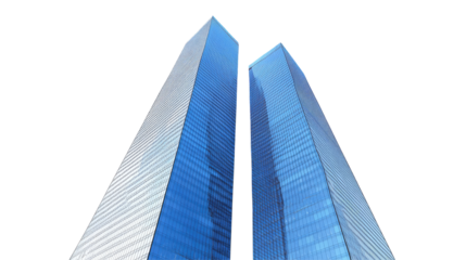 Twin Glass Towers, Modern City Landmark Concept, Isolated on Transparent Background