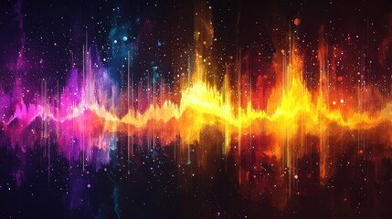 Naklejka premium Cosmic Soundscape: A Vibrant Symphony of Color and Light