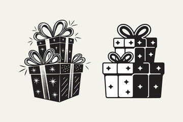 gifts boxes Black and White Vector