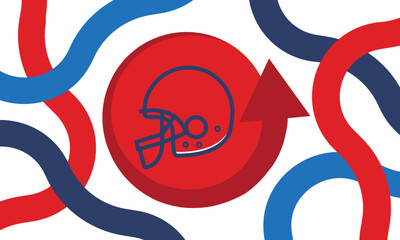 American football helmet. Game Day, playoff. American football design. Football Party in United States. Final game of regular season. Professional team championship. Sport poster design. Vector