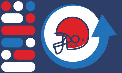American football helmet. Game Day, playoff. American football design. Football Party in United States. Final game of regular season. Professional team championship. Sport poster design. Vector