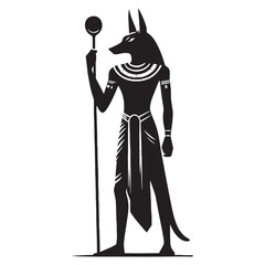Feared Anubis silhouette, leading souls to the afterlife - Anubis illustration - Anubis vector - Egyptian god silhouette - Egyptian silhouette

