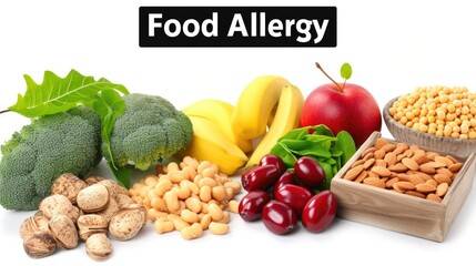 Food Allergy Alert with Various Ingredients and Signage