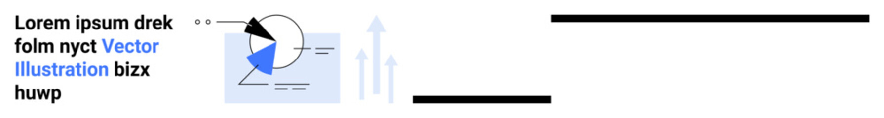 Pie chart with color segments, upward arrows representing growth, and a clean layout. Ideal for business analysis, strategy, finance, marketing, statistics, education simple landing page