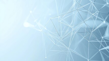 Abstract network design; geometric shapes; light blue background; digital art; for technology or science presentations