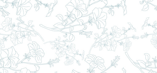 Hand drawn Sweet flower Vine seamless pattern. soft pastel colors seamless pattern Vector Illustration, Design for fashion, fabric, textile, wallpaper, wrapping and all print