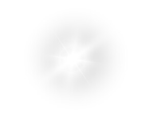 Flash light with sparkle effect. Glowing yellow light, magic star sparks, and lens flare on a transparent background. Perfect for highlights and special effects. Vector illustration.