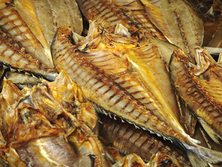 Fototapeta premium Salted Mackerel fish on market