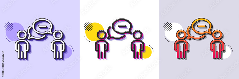 Poster consulting business line icon. halftone dotted pattern. gradient icon with grain shadow. discussion 