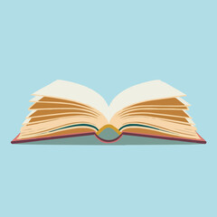 Open Book with Pages on Light Blue Background