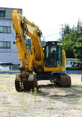 Fototapeta premium 工事現場に運び込まれた重機