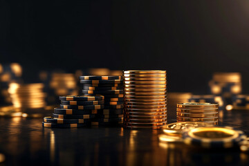 Casino chips close-up, casino scene