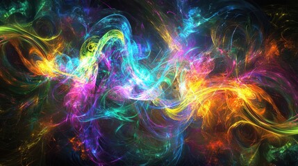 Vibrant abstract optical fiber strands with a dazzling rainbow spectrum of colors.