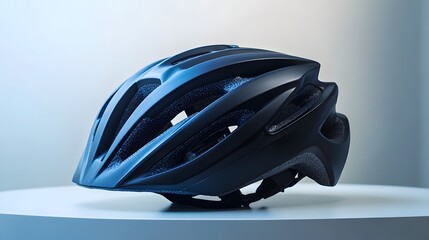 Sleek cycling helmet on display, modern design showcases safety features, perfect for promoting cycling gear and accessories.