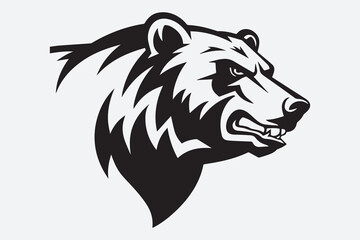 bear head Black and White Vector