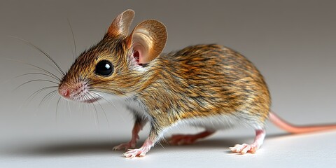 Small, agile rodent exploring a flat surface in a well-lit indoor environment during daylight hours