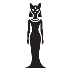 All-seeing Bastet silhouette, protector against evil - Bastet illustration - Bastet vector - Egyptian goddess silhouette - Egyptian silhouette

