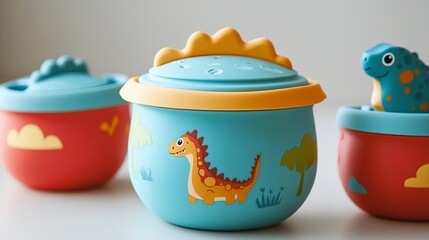 Adorable dinosaur-themed toddler food containers